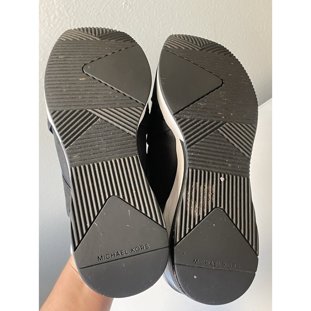 Michael Michael Kors Woman's Sneakers 7 Geena Slip-On Trainer Shoes Black White - Picture 5 of 8